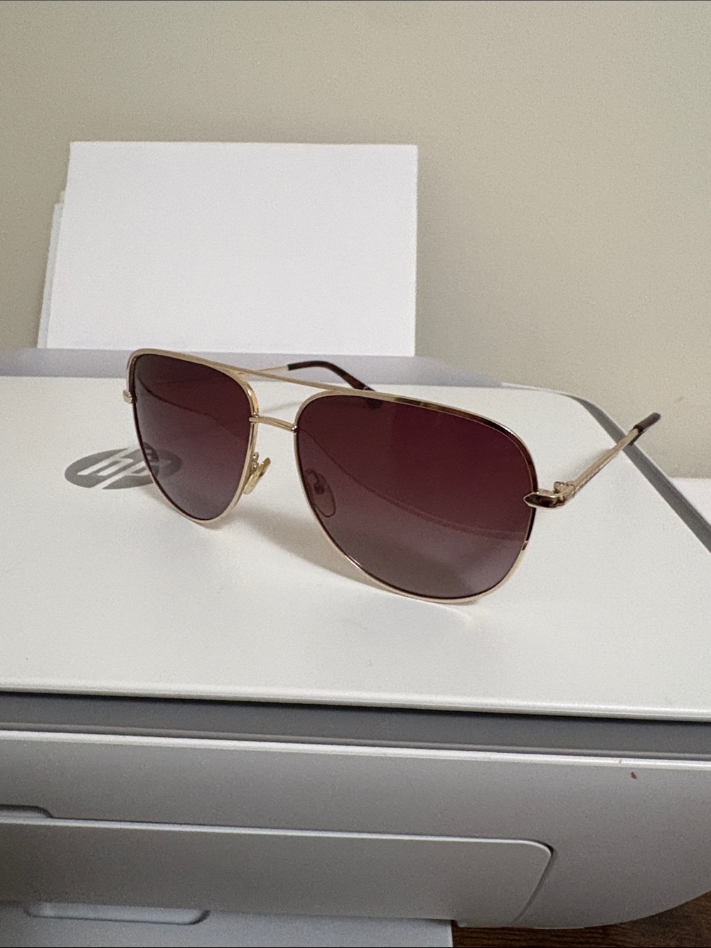 Polarized Women’s Gold Frame Sunglasses with Burgundy Lenses